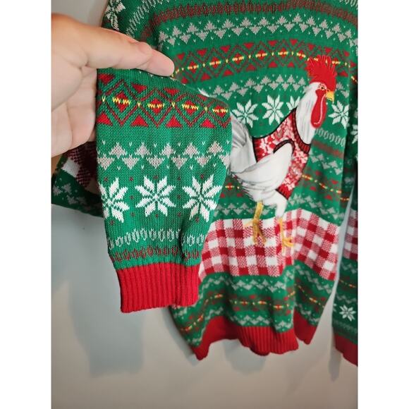 Blizzard Bay Ugly Christmas Sweater Men/Women M Rooster Applique Cotton Crewneck - Picture 6 of 10